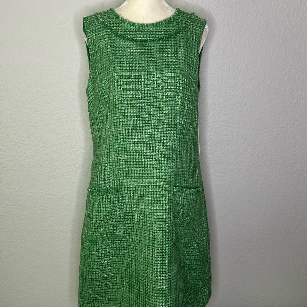 Eliza J Green Sleeveless Textured Shift Dress